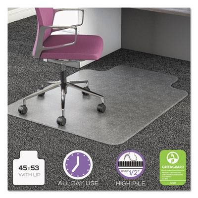 Deflecto  Ultramat All Day Use Chair Mat For High Pile Carpet, 45 X 53, Wide Lipped, Clear Cm16233com15 1 Each