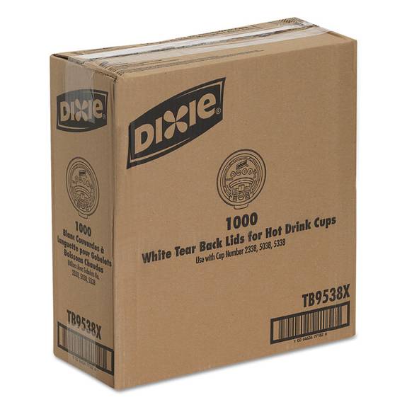 Dixie  Plastic Lids For Hot Drink Cups, 8oz, White, 1000/carton Tb9538x 1000 Case
