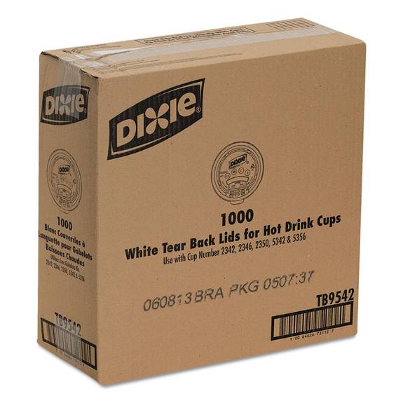Dixie  Plastic Lids For Hot Drink Cups, 12 & 16oz, White, 1000/carton Tb9542 1000 Case
