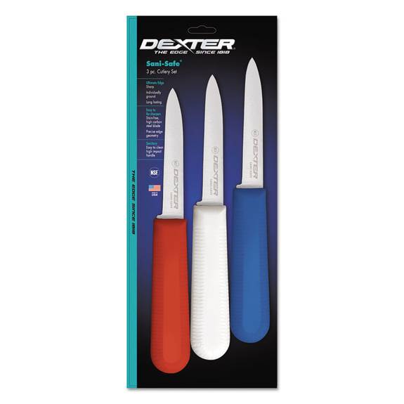 Dexter  Sani-safe 3-pack S104 Paring Knives, High-carbon Steel, Polypropylene, 3 1/4
