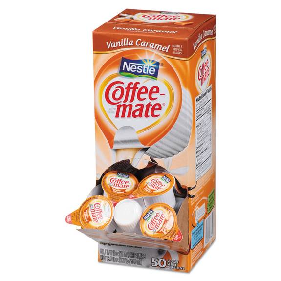 Coffee Mate  Liquid Coffee Creamer, Vanilla Caramel, 0.375 Oz Cups, 50/box, 4 Box/carton 79129ct 4 Case