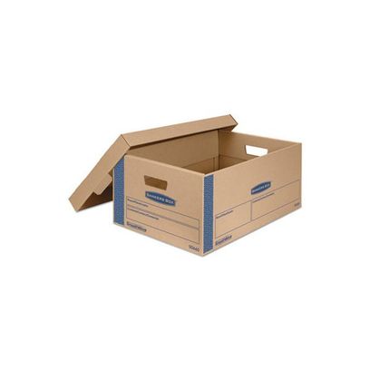 Smoothmove Prime Moving/Storage Boxes, Lift-Off Lid, Half Slotted Container, Large, 15" X 24" X 10", Brown/Blue, 8/Carton