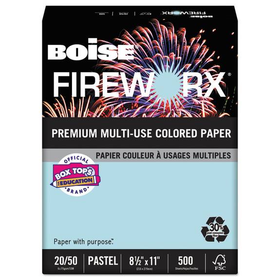Boise  Fireworx Colored Paper, 20lb, 8-1/2 X 11, Bottle Rocket Blue, 500 Sheets/ream Mp2201-be 1 Ream