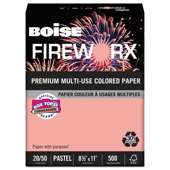 Boise  Fireworx Colored Paper, 20lb, 8-1/2 X 11, Jammin' Salmon, 500 Sheets/ream Mp2201-sn 1 Ream