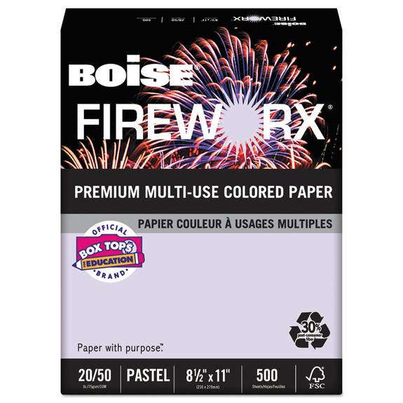 Boise  Fireworx Colored Paper, 20lb, 8-1/2 X 11, Luminous Lavender, 500 Sheets/ream Mp2201-lv 1 Ream