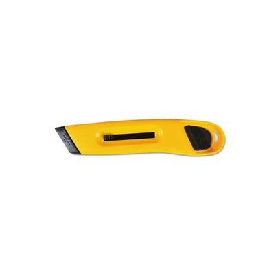 Plastic Utility Knife With Retractable Blade And Snap Closure, 6" Plastic Handle, Yellow