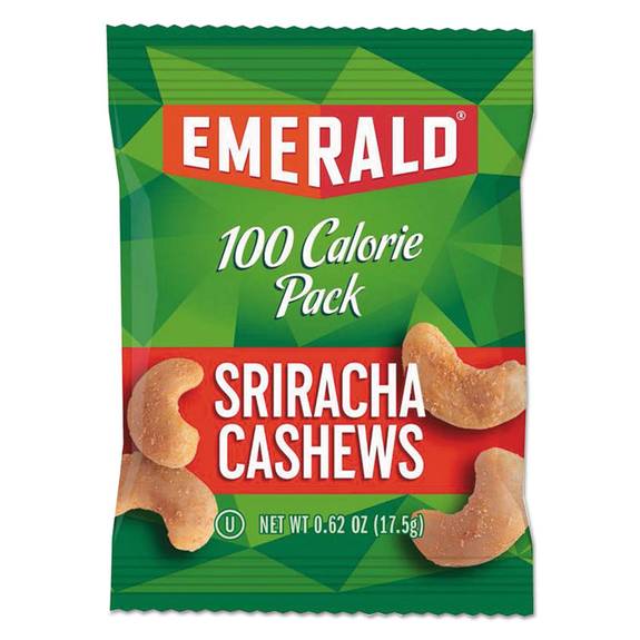 Emerald  100 Calorie Pack Nuts, Sriracha Cashews, 0.62 Oz Pack, 7/box 33825 7 Box