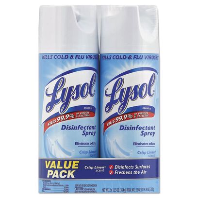 Disinfectant Spray, Crisp Linen, 12.5 Oz Aerosol Spray, 2/Pack