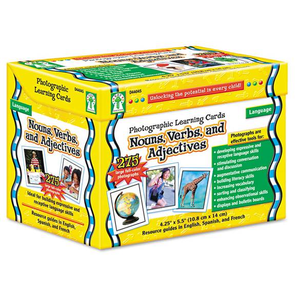 Carson Dellosa Publishing Photographic Learning Cards Boxed Set, Nouns/verbs/adjectives, Grades K-12 D44045 1 Box