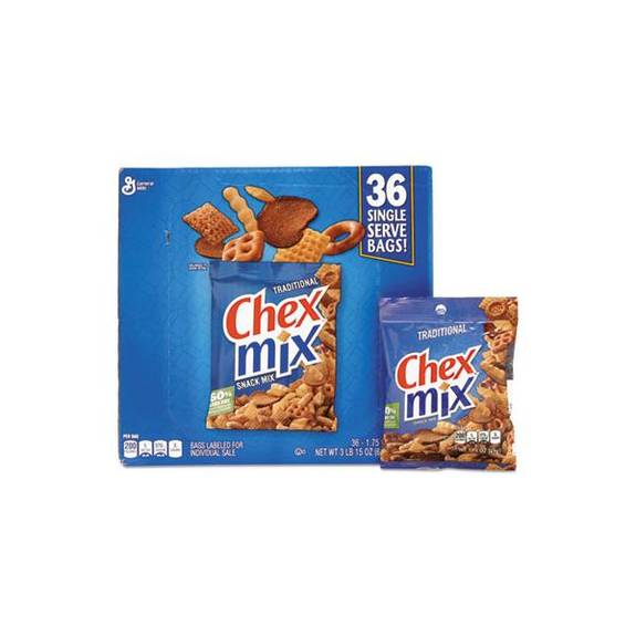 Chex Mix  Traditional Snack Mix, 1.75 Oz Snack Pack, 36 Packs/box 827565 36 Case
