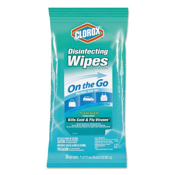 Clorox  Disinfecting Wipes On The Go, 7 X 8, Fresh Scent, 34/pack, 12 Packs/carton 30997 12 Case