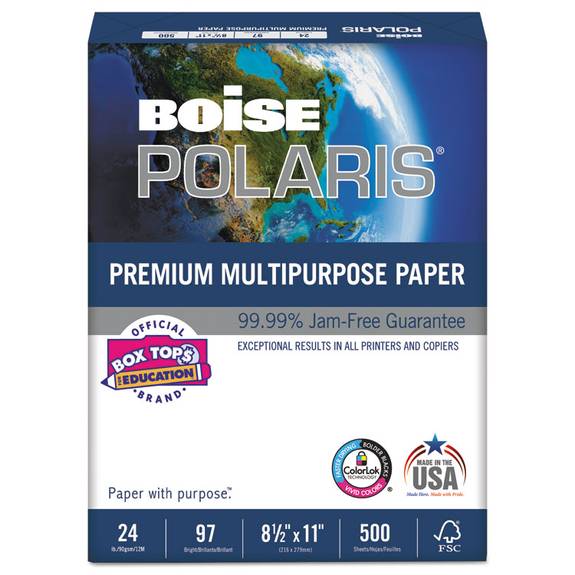 Boise  Polaris Premium Multipurpose Paper, 8 1/2 X 11, 24lb, White, 5000/ct Pol-2411 10 Case
