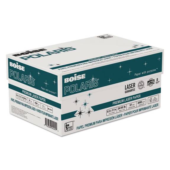 Boise  Polaris Premium Laser Paper, 98 Bright, 24lb, 8 1/2 X 11, White. 500 Sheets Bpl-0111 1 Ream