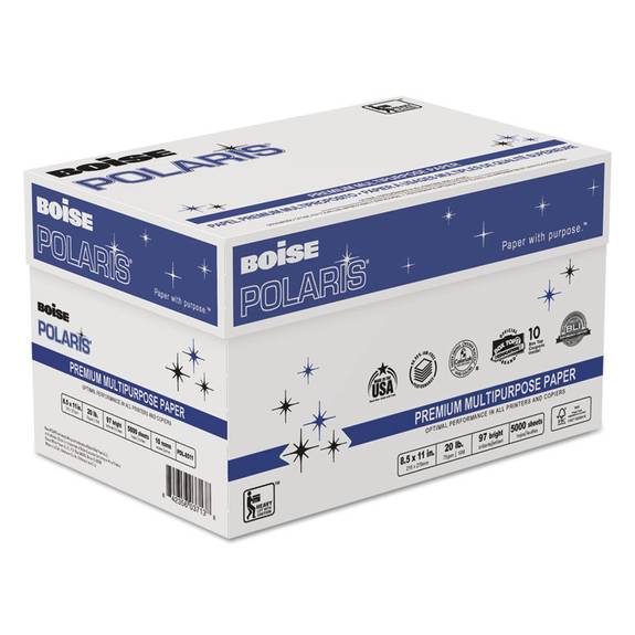 Boise  Polaris Premium Multipurpose Paper, 8 1/2 X 11, 20lb, White, 5000/ct Pol-8511 10 Case
