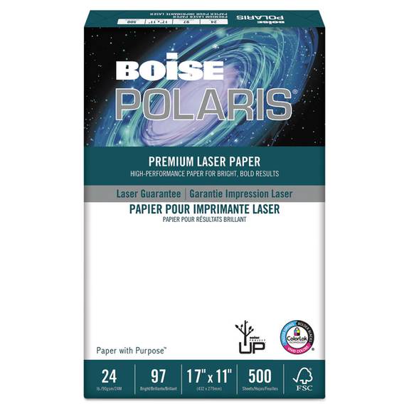 Boise  Polaris Premium Laser Paper, 96 Bright, 24lb, 11 X 17, White, 500 Sheets Bpl-0117 1 Ream