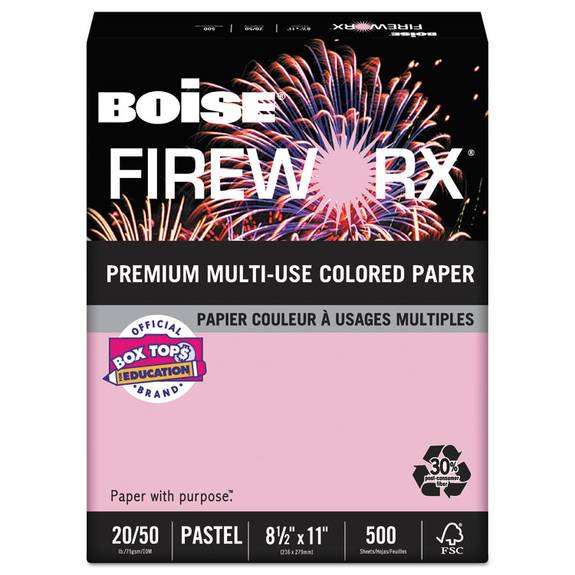 Boise  Fireworx Colored Paper, 20lb, 8-1/2 X 11, Powder Pink, 500 Sheets/ream Mp2201-pk 1 Ream