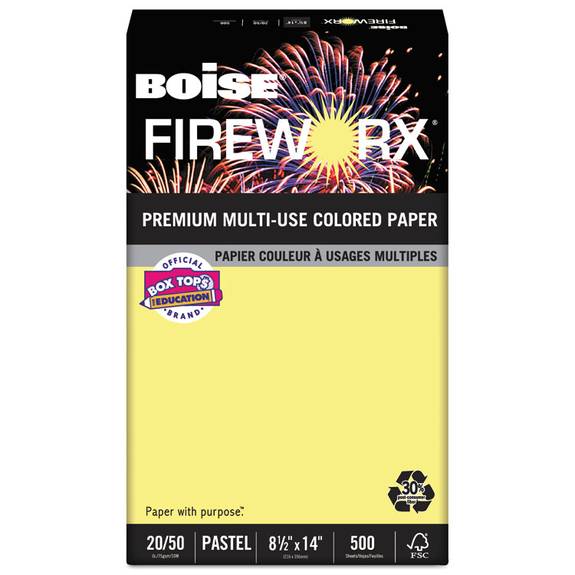 Boise  Fireworx Colored Paper, 20lb, 8-1/2 X 14, Crackling Canary, 500 Sheets/ream Mp2204-cy 1 Ream