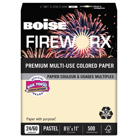 Boise  Fireworx Colored Paper, 24lb, 8-1/2 X 11, Flashing Ivory, 500 Sheets/ream Mp2241-iy 1 Ream
