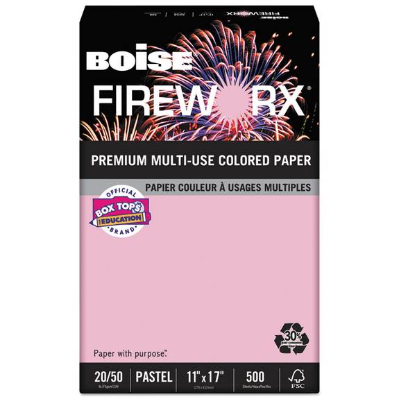 Boise  Fireworx Colored Paper, 20lb, 11 X 17, Powder Pink, 500 Sheets/ream Mp2207pk 1 Ream