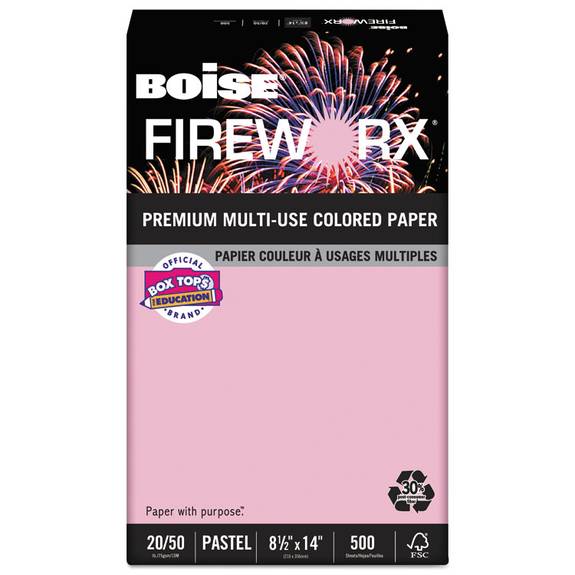 Boise  Fireworx Colored Paper, 20lb, 8-1/2 X 14, Powder Pink, 500 Sheets/ream Mp2204-pk 1 Ream
