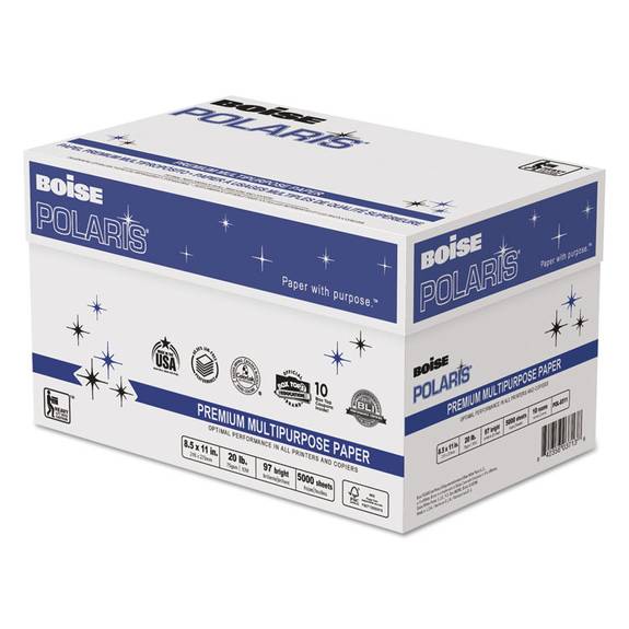 Boise  Polaris Premium Multipurpose Paper, 8 1/2 X 11, 20lb, White, 5000/ct Pol-8511 10 Case