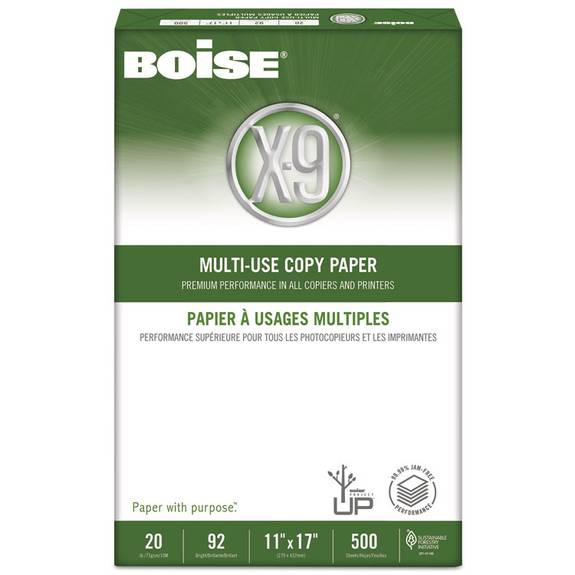 Boise  X-9 Multi-use Copy Paper, 92 Bright, 20lb, 11 X 17, White, 2500 Sheets/carton 0x9007 5 Case