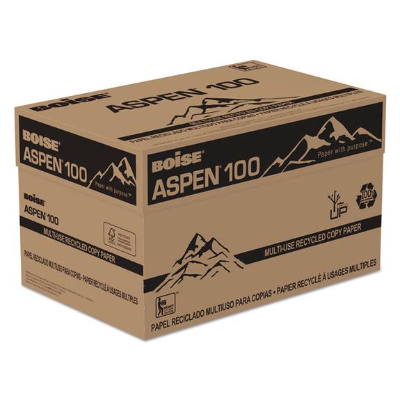 Boise  Aspen 100% Multi-use Recycled Paper, 92 Bright, 20lb, 11 X 17, White, 2500/ct 054925 5 Case