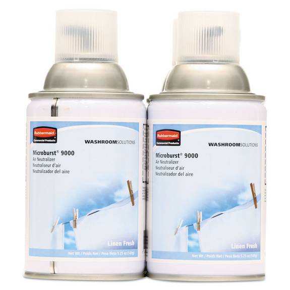 Rubbermaid  Commercial Microburst 9000 Air Freshener Refill, Linen Fresh, 5.3oz, Aerosol, 4/carton Fg4012441 4 Case