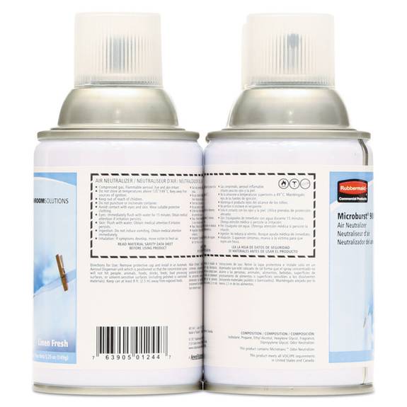 Rubbermaid  Commercial Microburst 9000 Air Freshener Refill, Linen Fresh, 5.3oz, Aerosol, 4/carton Fg4012441 4 Case