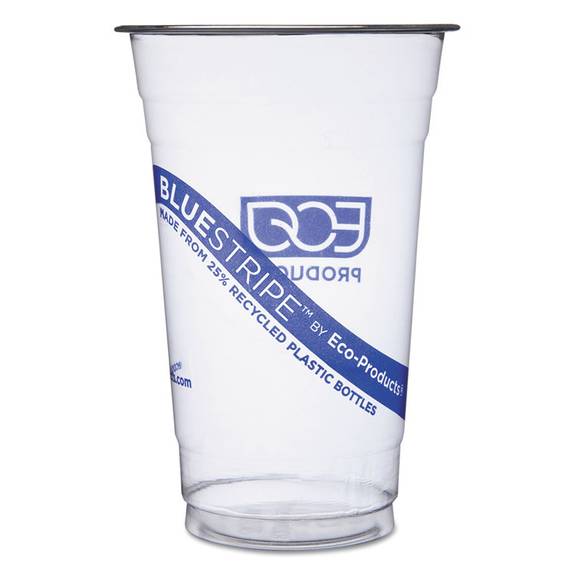 Eco Products  Bluestripe 25% Recycled Content Cold Cups, 20 Oz, Clear/blue, 1000/carton Ep-cr20 1000 Case