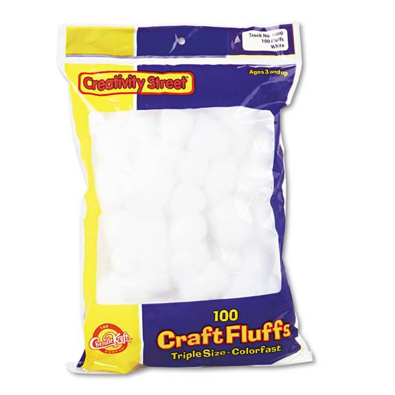 Creativity Street  Craft Fluffs, White, 100/pack 6400 100 Package