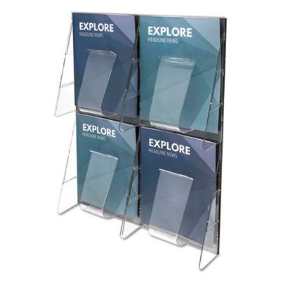 Deflecto  Stand-tall 4-bin Wall-mount Literature Rack, Mag, 18 1/4 X 23 1/2, Clear/black 56001 1 Each