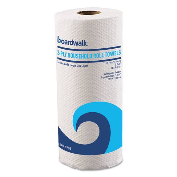 Boardwalk  Office Packs Perforated Paper Towel Rolls, 2-ply, White, 9