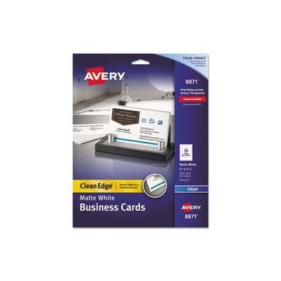 True Print Premium Clean Edge Business Cards, Inkjet, 2 X 3.5, White, 10 Cards/Sheet, 20 Sheets/Pack