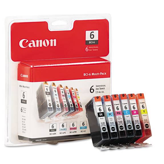 Canon  4705a018 (bci-6) Ink, 370 Page-yield, Assorted, 6/pk 4705a018 6 Package