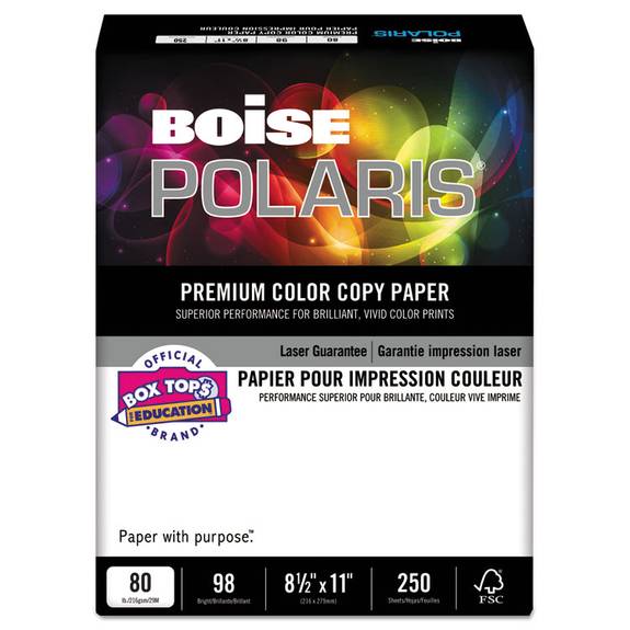 Boise  Polaris Premium Color Copy Paper, 80lb, 98 Bright, 8-1/2 X 11, White, 250 Sheets Bcc-8011 250 Package