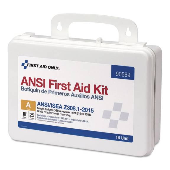First Aid Only  Unitized Ansi Class A Weatherproof First Aid Kit For 25 People, 16 Units 90569 1 Package