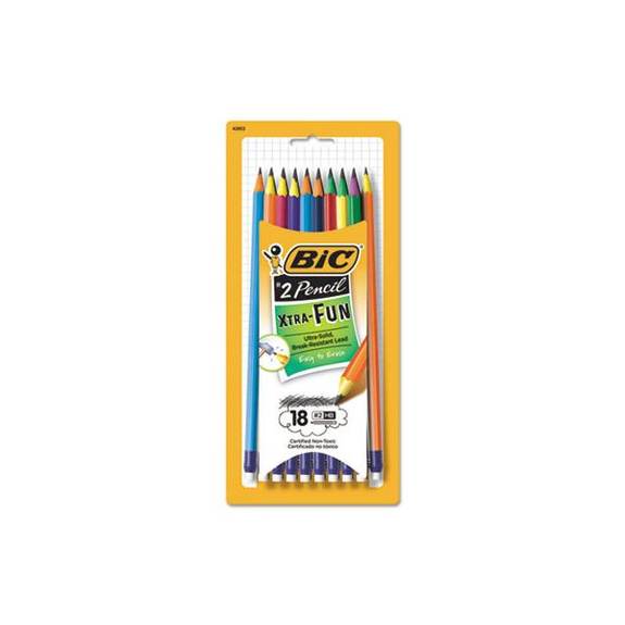Bic  #2 Pencil Xtra Fun, 0.7 Mm, Assorted Two-tone Barrel Colors, 18/pack Pgep181 18 Package