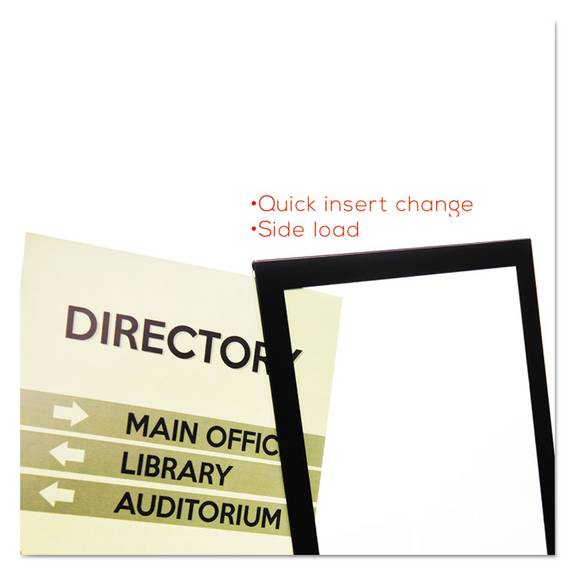 Deflecto  Superior Image Black Border Sign Holder, 5 X 7, Slanted, Black/clear 69575 1 Each