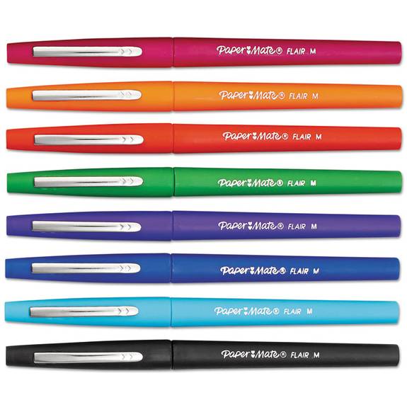 Paper Mate Point Guard Flair Bullet Point Stick Pen, Assorted Ink, 1.4mm, 48 Pens-Set