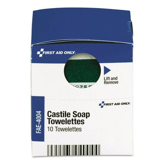 First Aid Only  Castile Soap Towelettes, 10/box 4004 10 Box