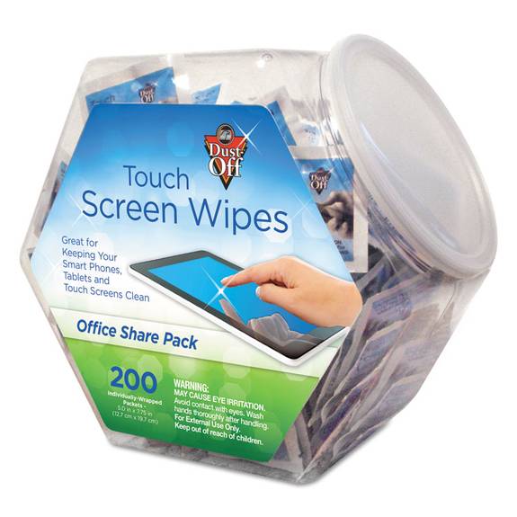 Dust Off  Touch Screen Wipes, 5 X 6, 200 Individual Foil Packets Dmhj 1 Each
