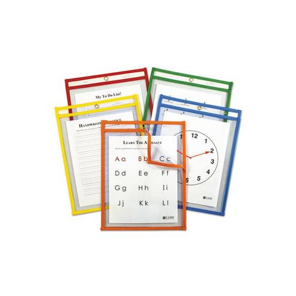 C Line  Reusable Dry Erase Pockets, 9 X 12, Assorted Primary Colors, 5/pack 42630 5 Package