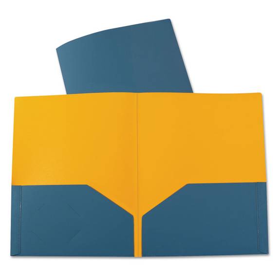 C Line  Two-tone Two-pocket Super Heavyweight Poly Portfolio, Letter, Blue/orange, 6/pk 34725 6 Package