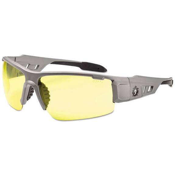 Ergodyne  Skullerz Dagr Safety Glasses, Matte Gray Frame/yellow Lens, Nylon/polycarb 52150 1 Each