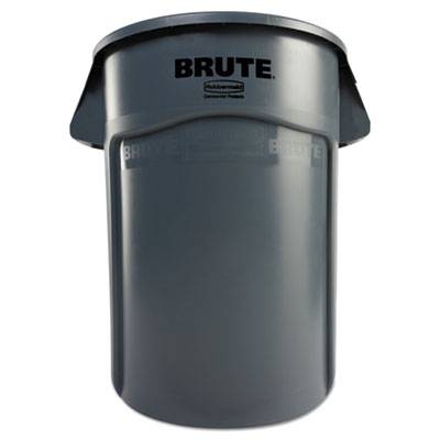 Rubbermaid  Commercial Brute Vented Trash Receptacle, Round, 44 Gal, Gray 264360gy 1 Each