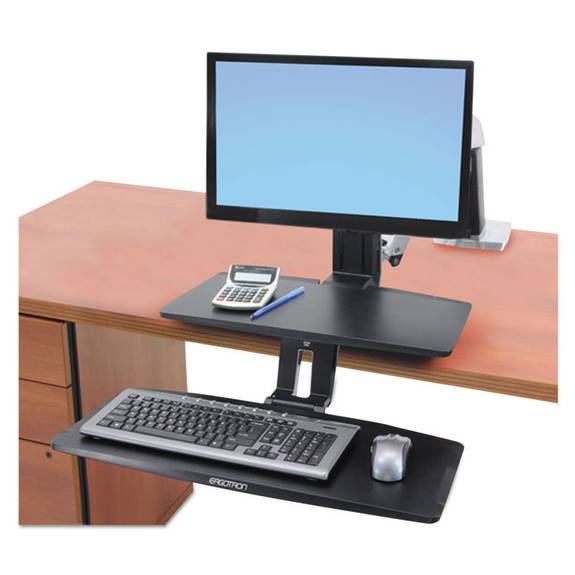 Workfit  By Ergotron  Workfit-a Sit-stand Workstation W/suspended Keyboard, Single Hd, Black 24391026 1 Each
