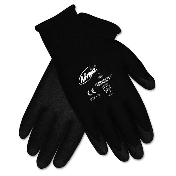 Mcr  Safety Ninja Hpt Pvc Coated Nylon Gloves, Medium, Black, Pair Mcr N9699m 1 Box