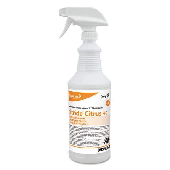 Diversey  Stride Citrus Hc Neutral Cleaner Spray Bottle, 32 Oz, 12/carton D939053a 12 Case