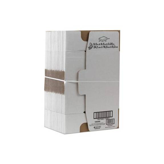 Duck  Self-locking Shipping Boxes, 9 1/2l X 6 1/2w X 3 1/4h, White, 25/pack 1147601 25 Package